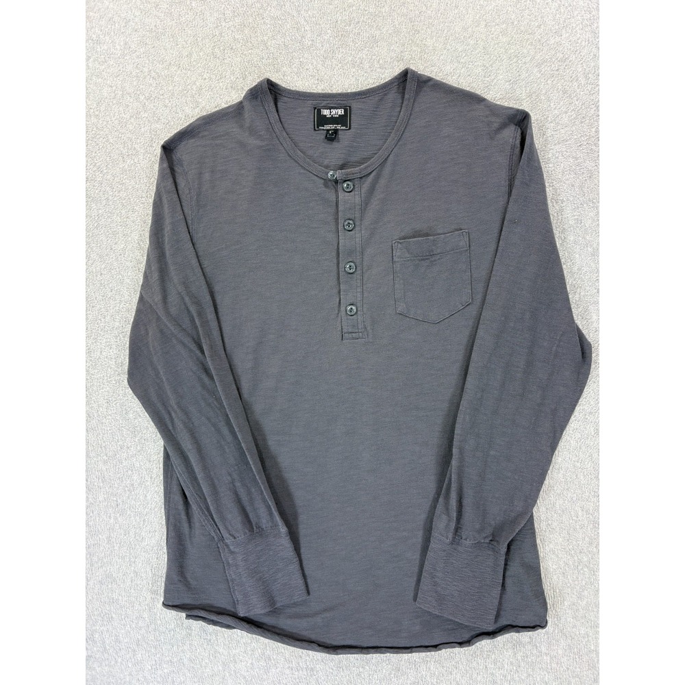 Todd Snyder New York Long Sleeve Henley Shirt (Men's Large) Gray
